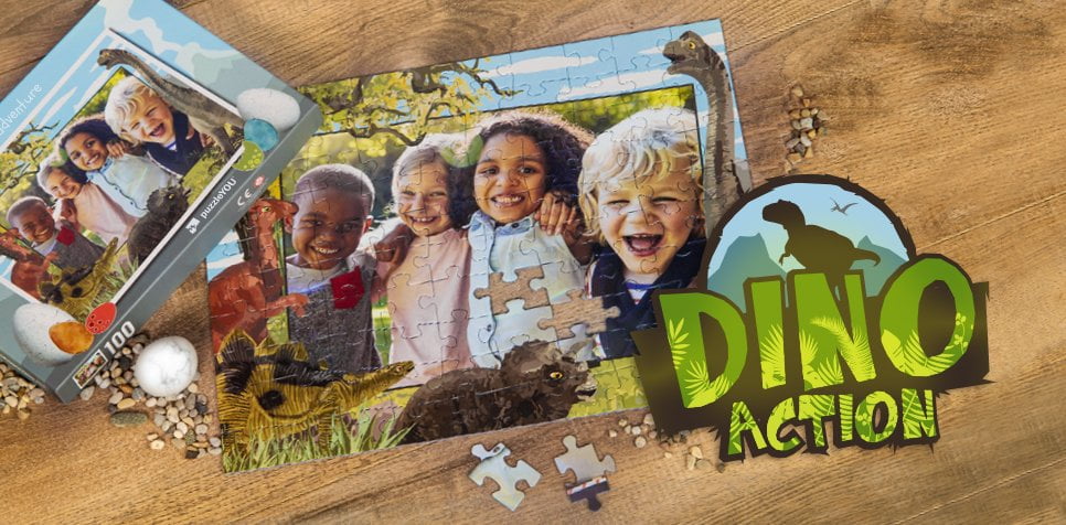 Puzzle infantil de dinosaurios con tus propias fotos