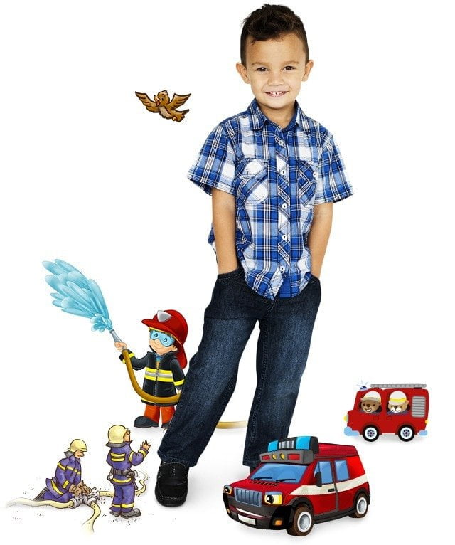 rompecabezas del cuerpo de bomberos con las fotos de tus hijos