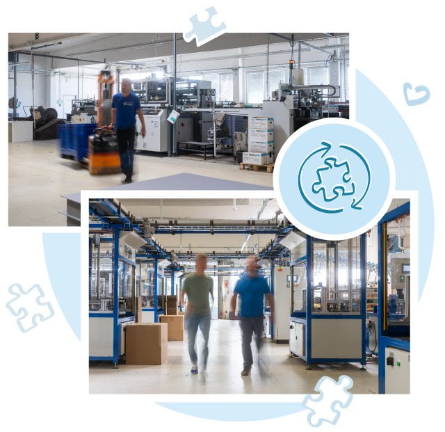 Para la producción de Puzzles en nuestro moderno edificio de producción, disponemos de la electricidad verde