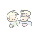 Los niños y sus héroes en un puzzle