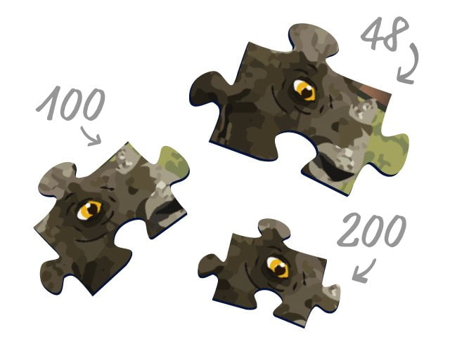 Tamaño de las piezas del puzzle